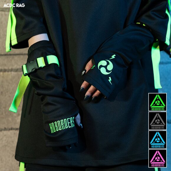 Uzurai Cyberpunk Tech Black Green Arm Warmer - Picture 3 of 6